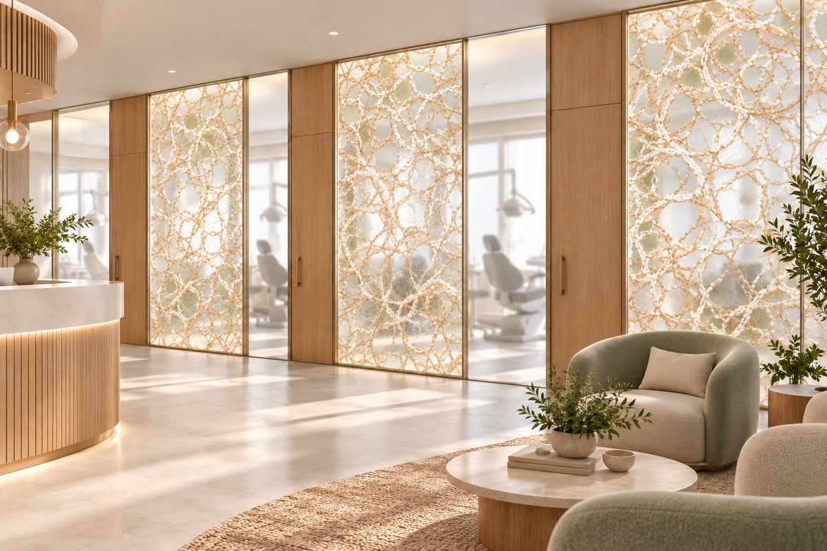 Starlight — dental office translucent privacy panels, application concept.