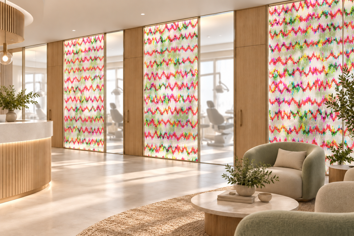 Technicolor — dental office translucent privacy panels, application concept.